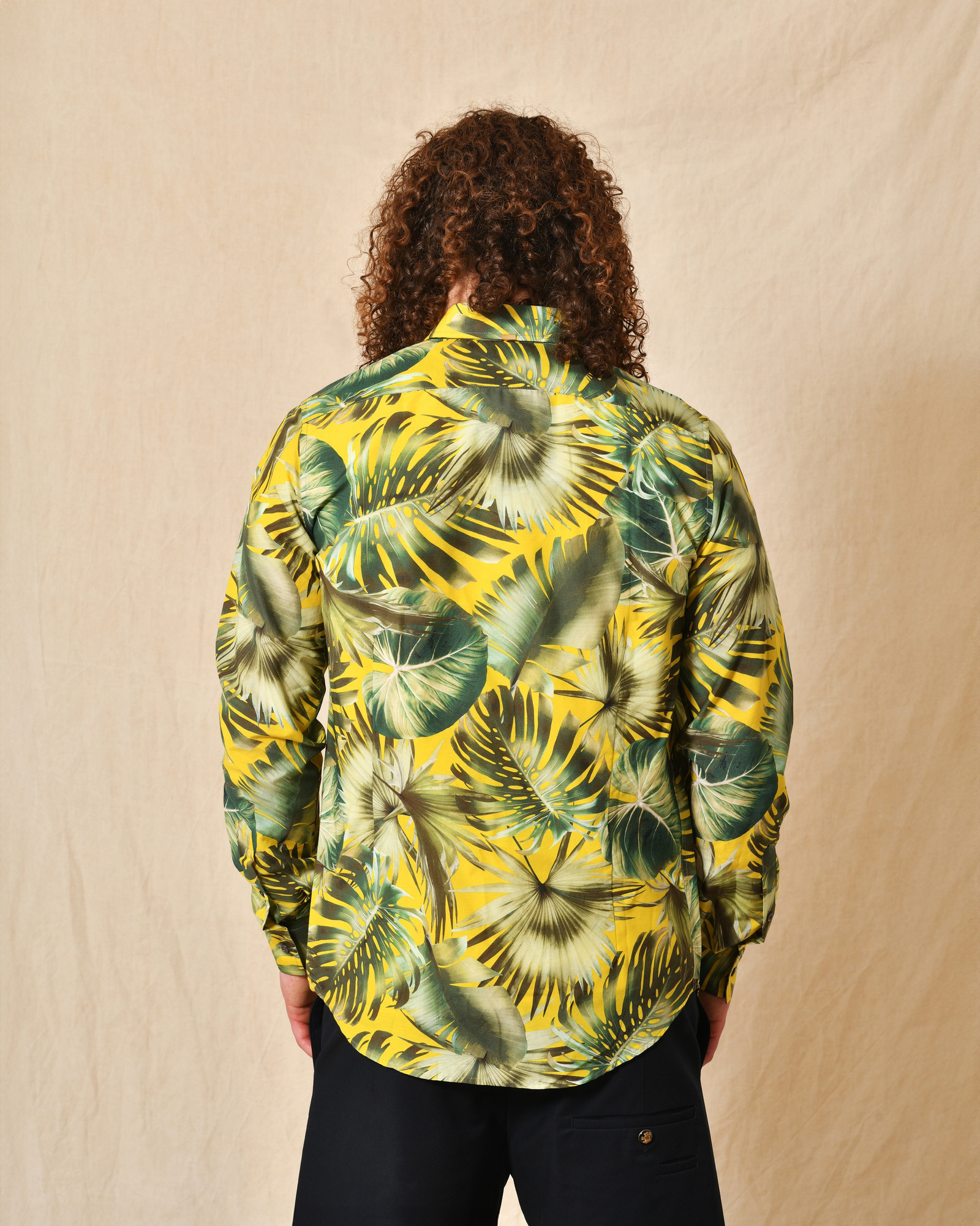 Chemise en soie jaune à motifs Lords & Fools