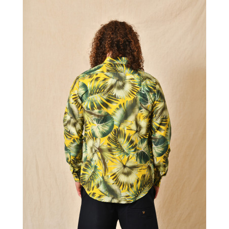 Chemise en soie jaune à motifs Lords & Fools