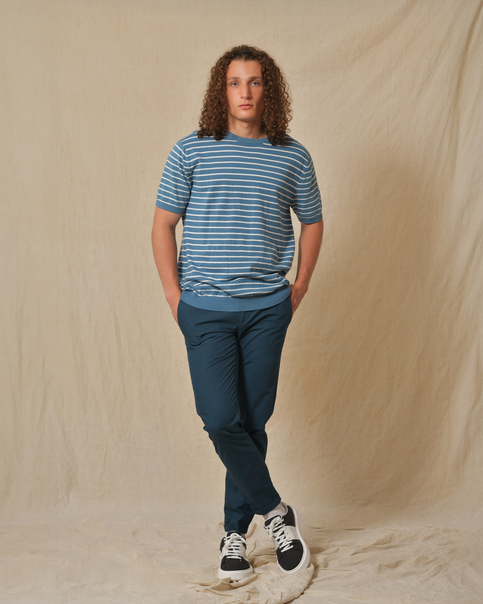 Pantalon en coton bleu AT.P.CO