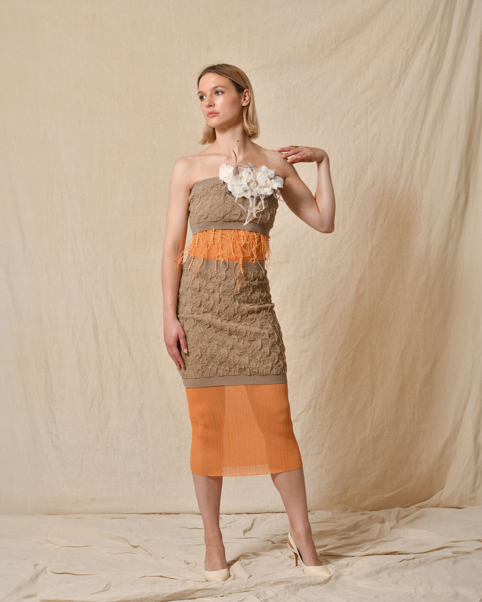 Bandeau gaufré beige Elisabetta Franchi