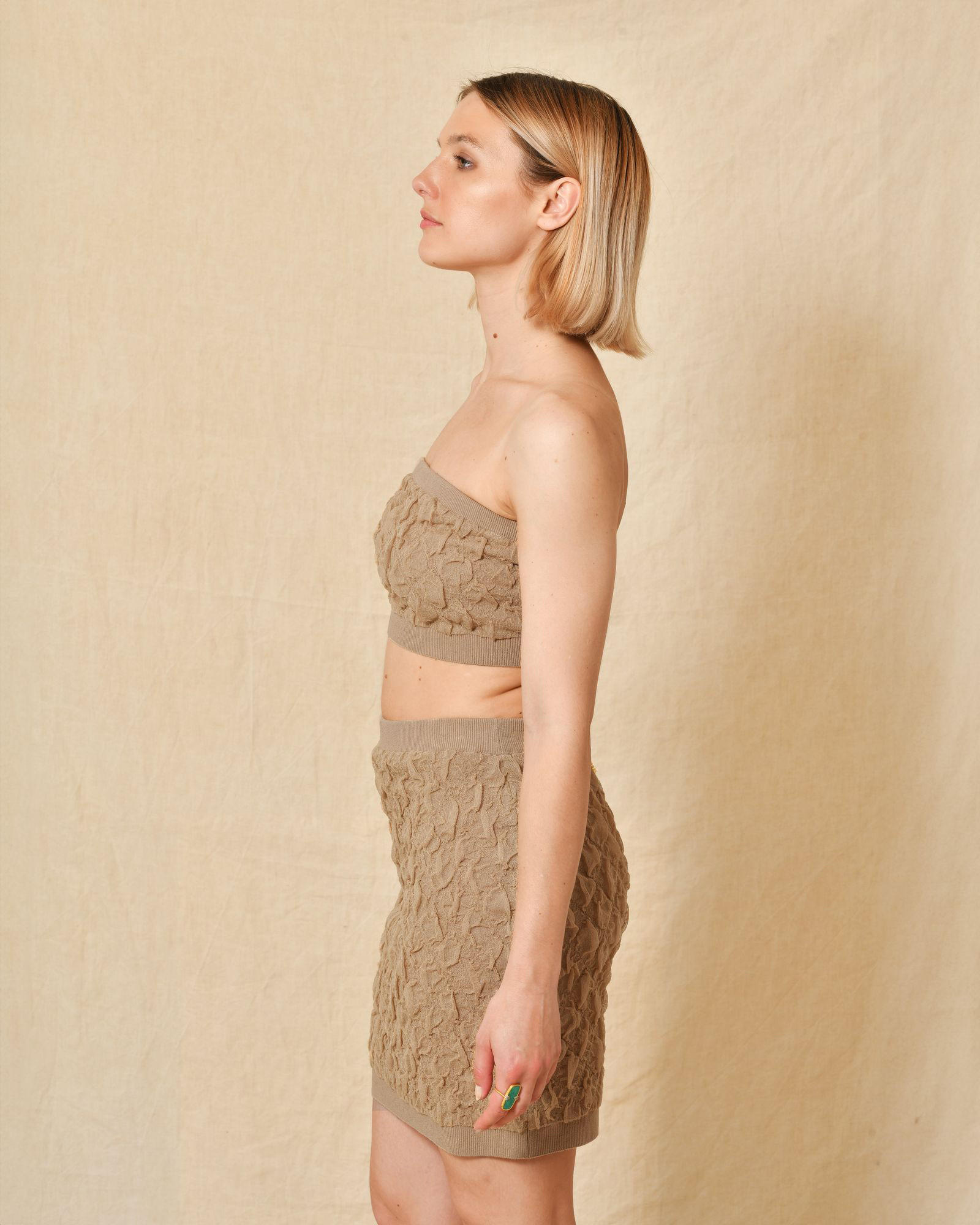 Bandeau gaufré beige Elisabetta Franchi