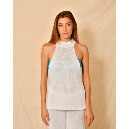Top en maille blanc à sequins Liviana Conti