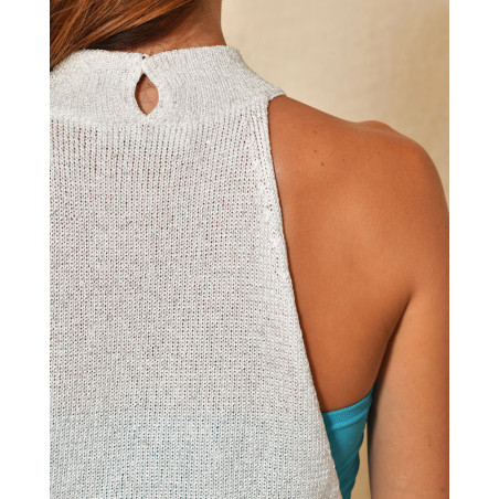 Top en maille blanc à sequins Liviana Conti