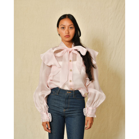 Chemisier en organza col lavallière Edward Achour