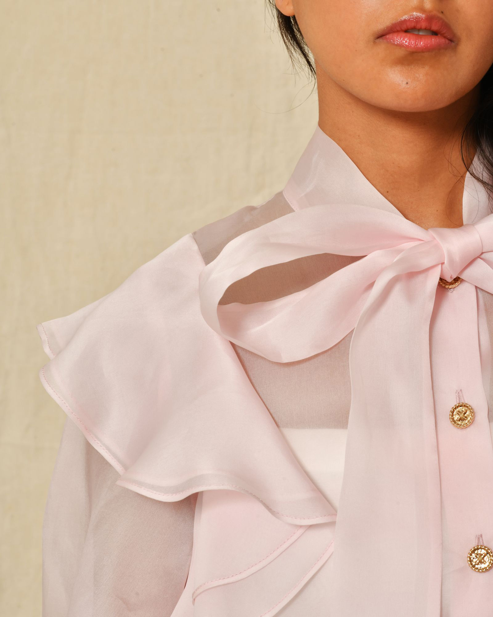 Chemisier en organza col lavallière Edward Achour