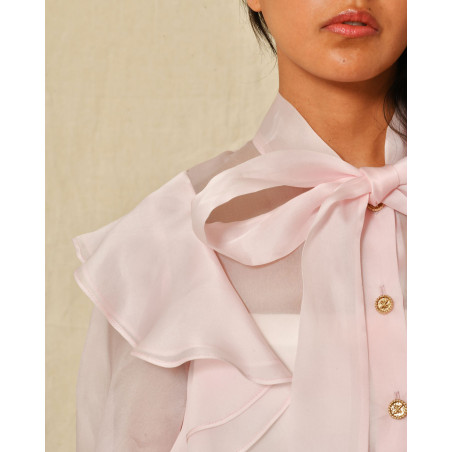 Chemisier en organza col lavallière Edward Achour