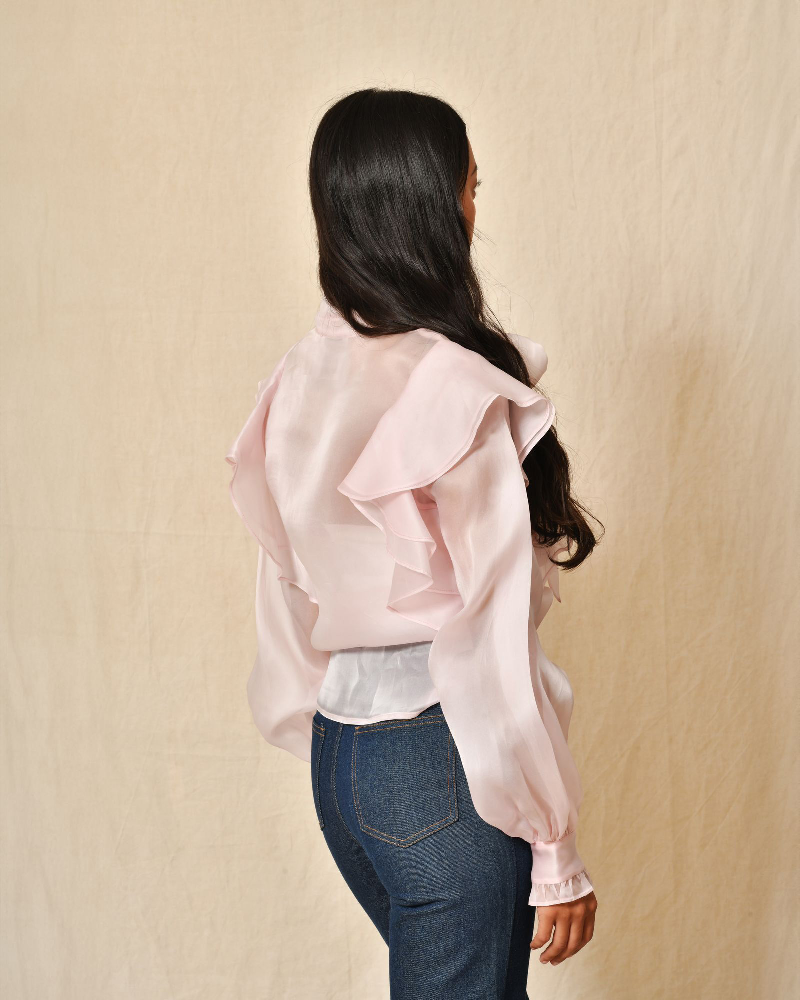 Chemisier en organza col lavallière Edward Achour