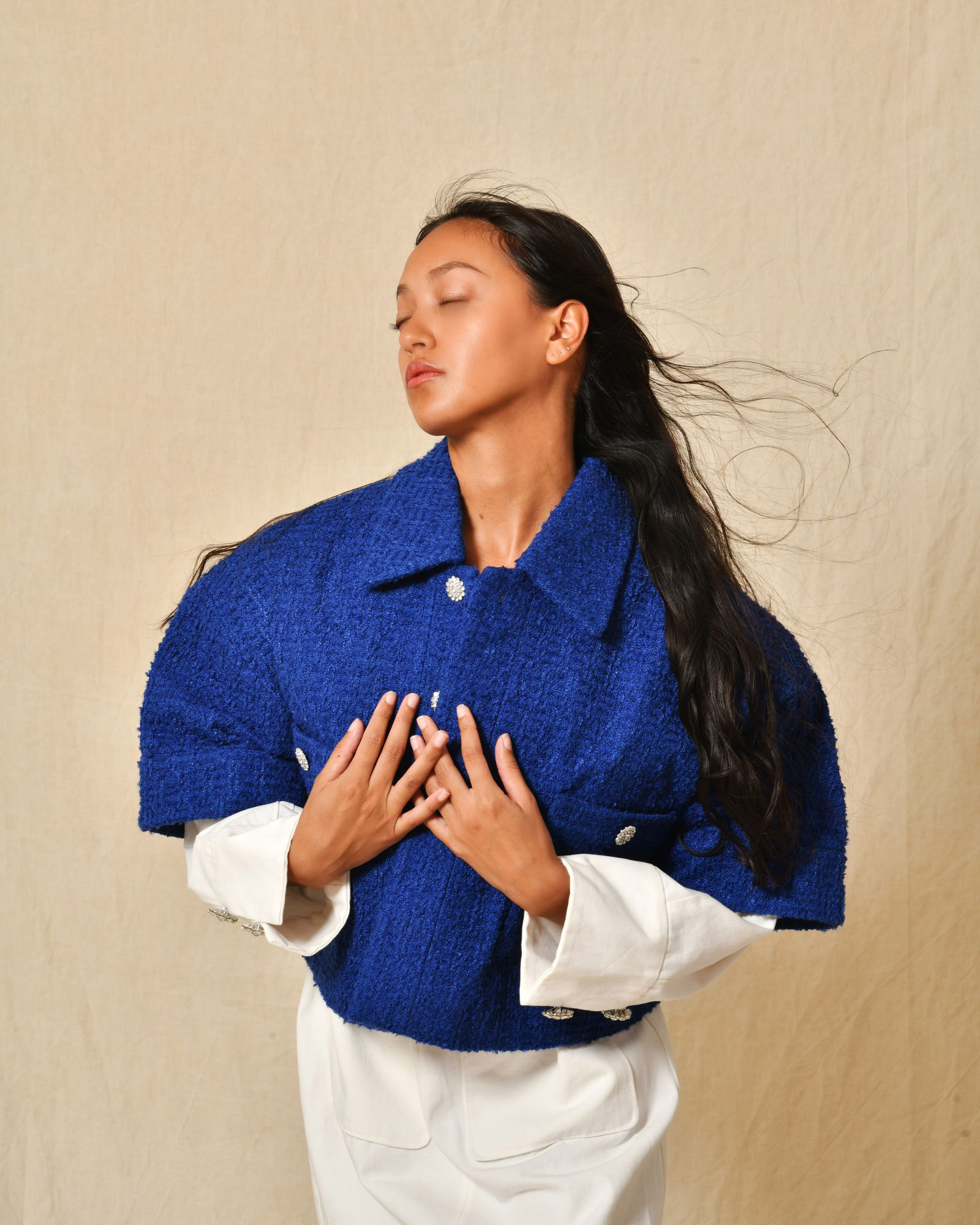 Veste en tweed bleu Edward Achour