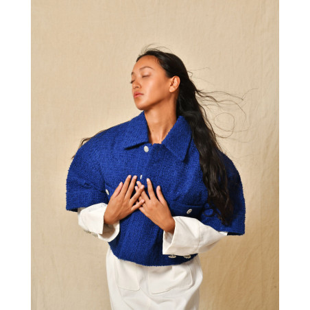 Veste en tweed bleu Edward Achour