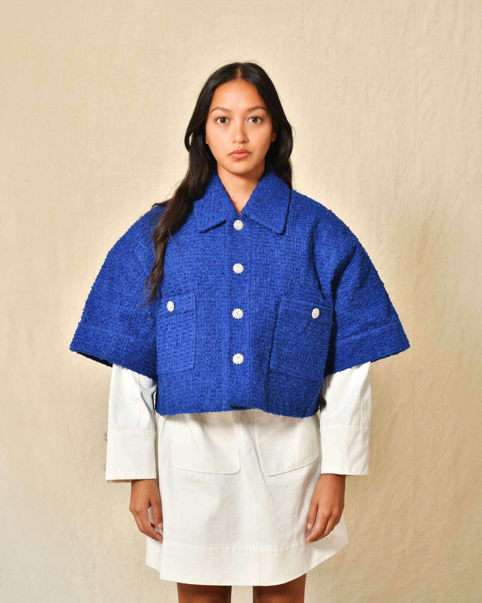 Veste en tweed bleu Edward Achour