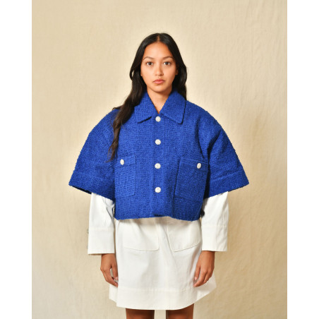 Veste en tweed bleu Edward Achour