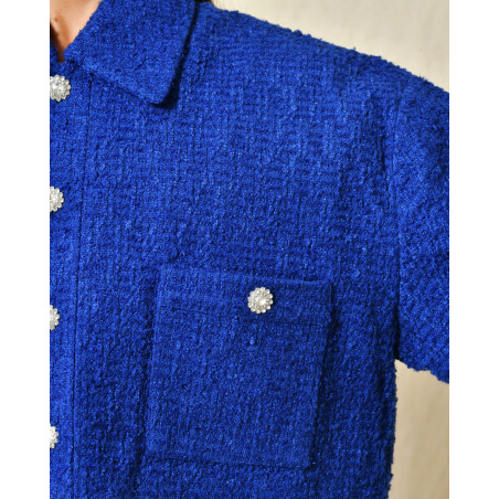 Veste en tweed bleu Edward Achour
