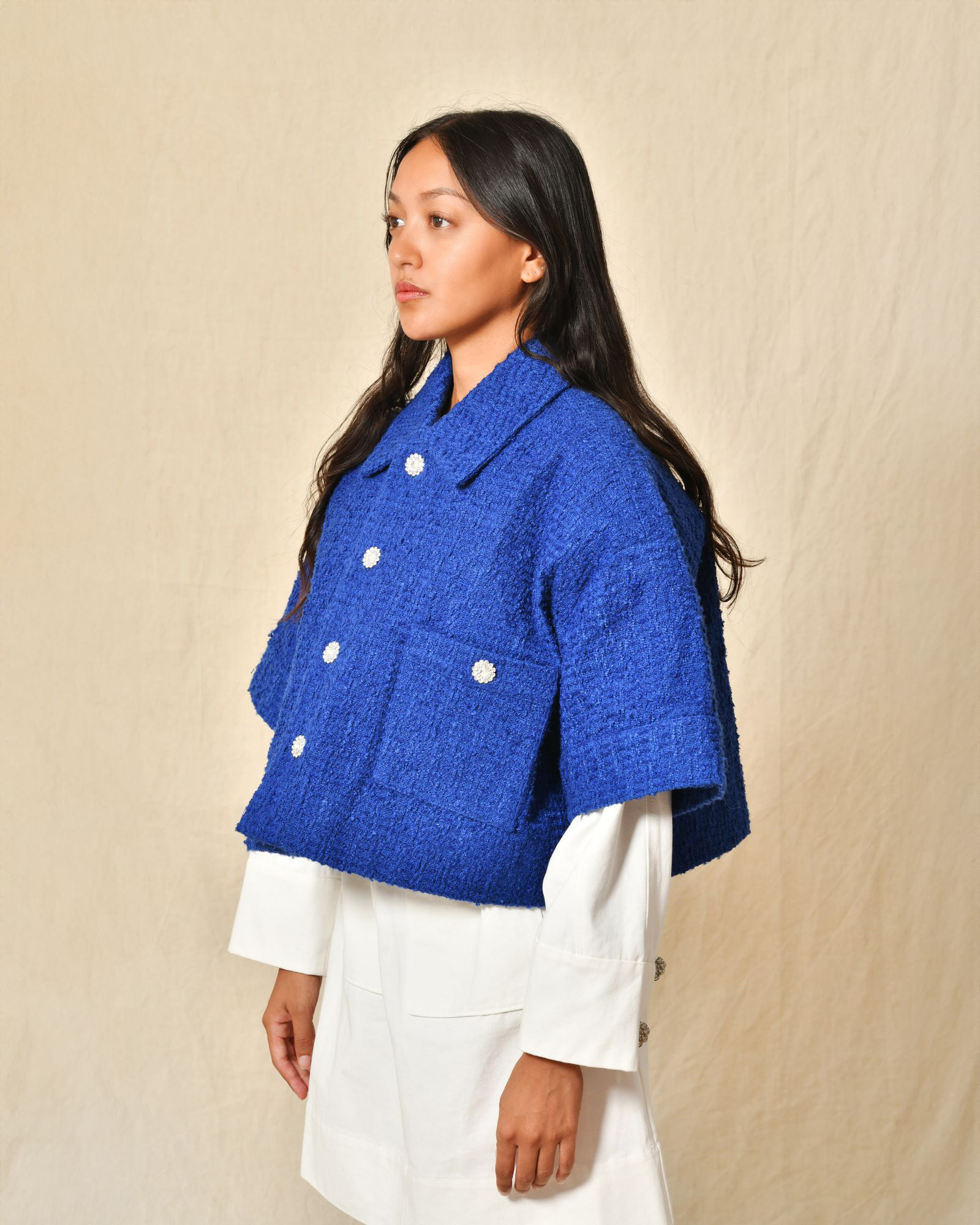 Veste en tweed bleu Edward Achour