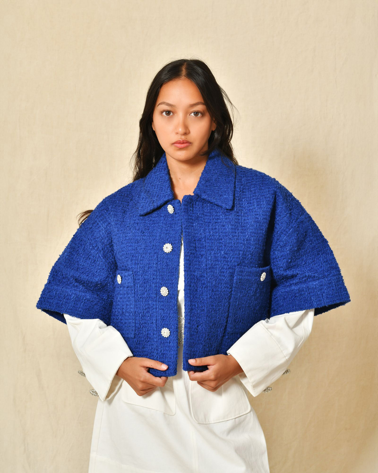 Veste en tweed bleu Edward Achour