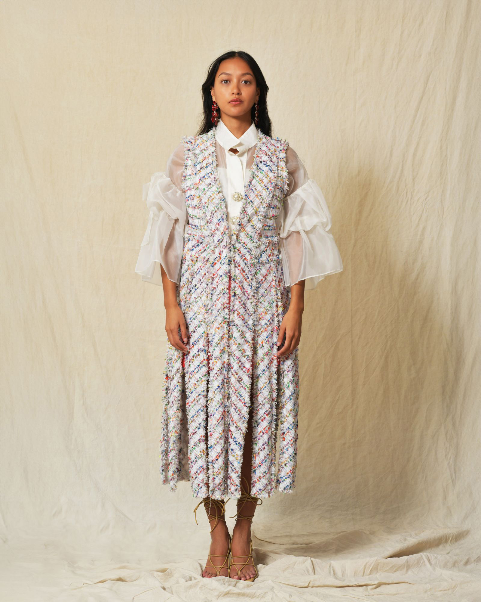 Manteau sans manches en tweed Edward Achour