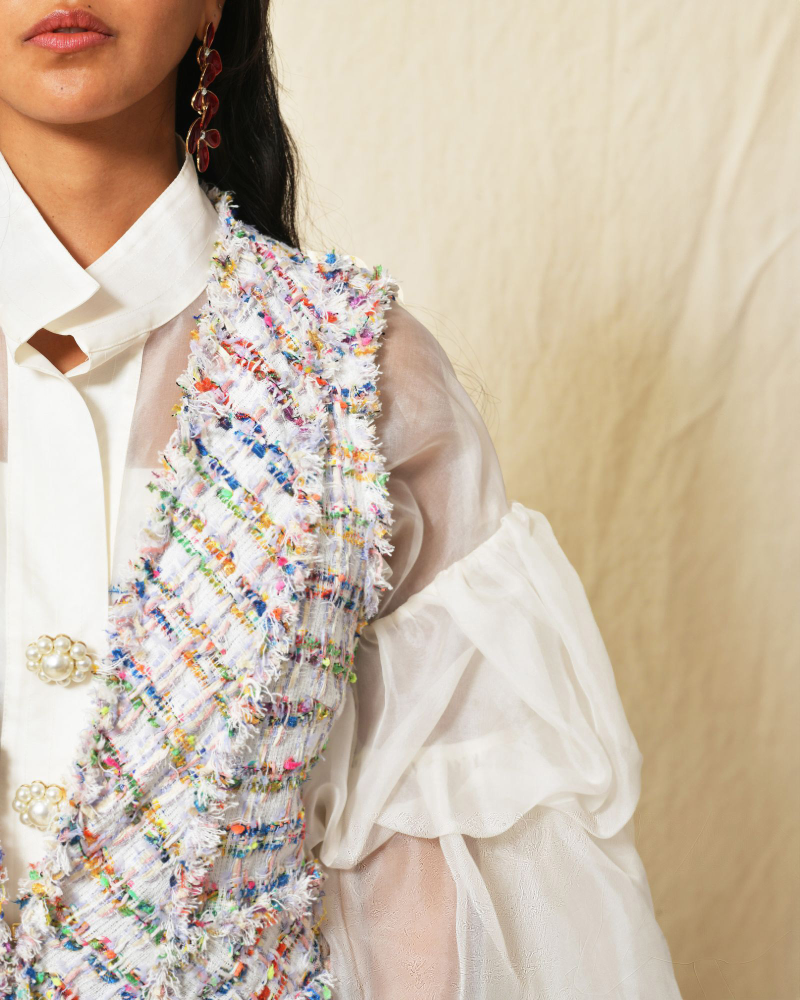 Manteau sans manches en tweed Edward Achour