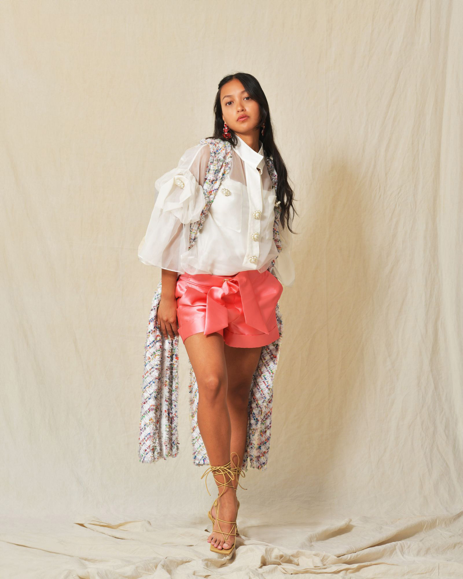 Manteau sans manches en tweed Edward Achour