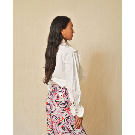 Chemisier à col plastron blanc Edward Achour