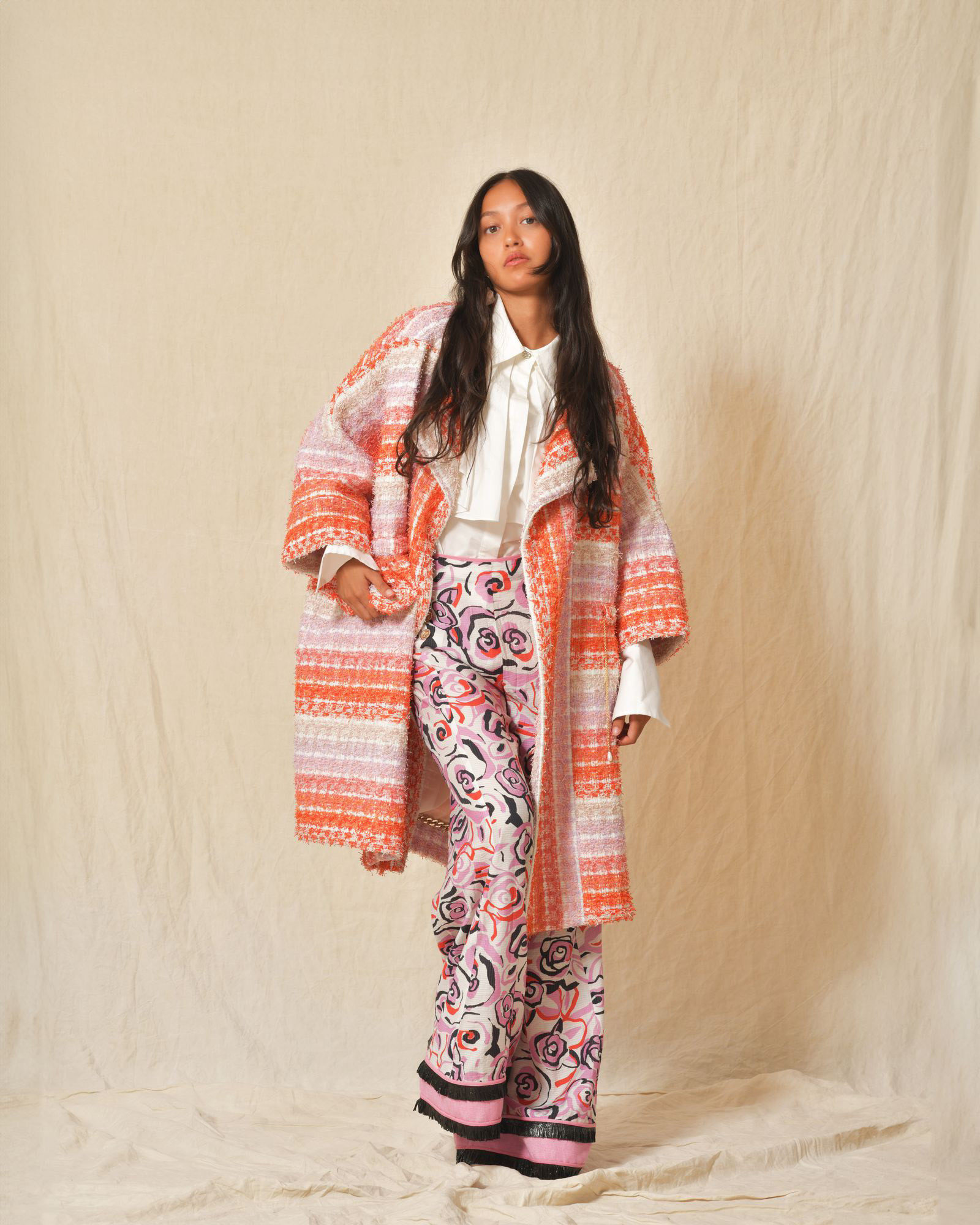 Chemisier à col plastron blanc Edward Achour