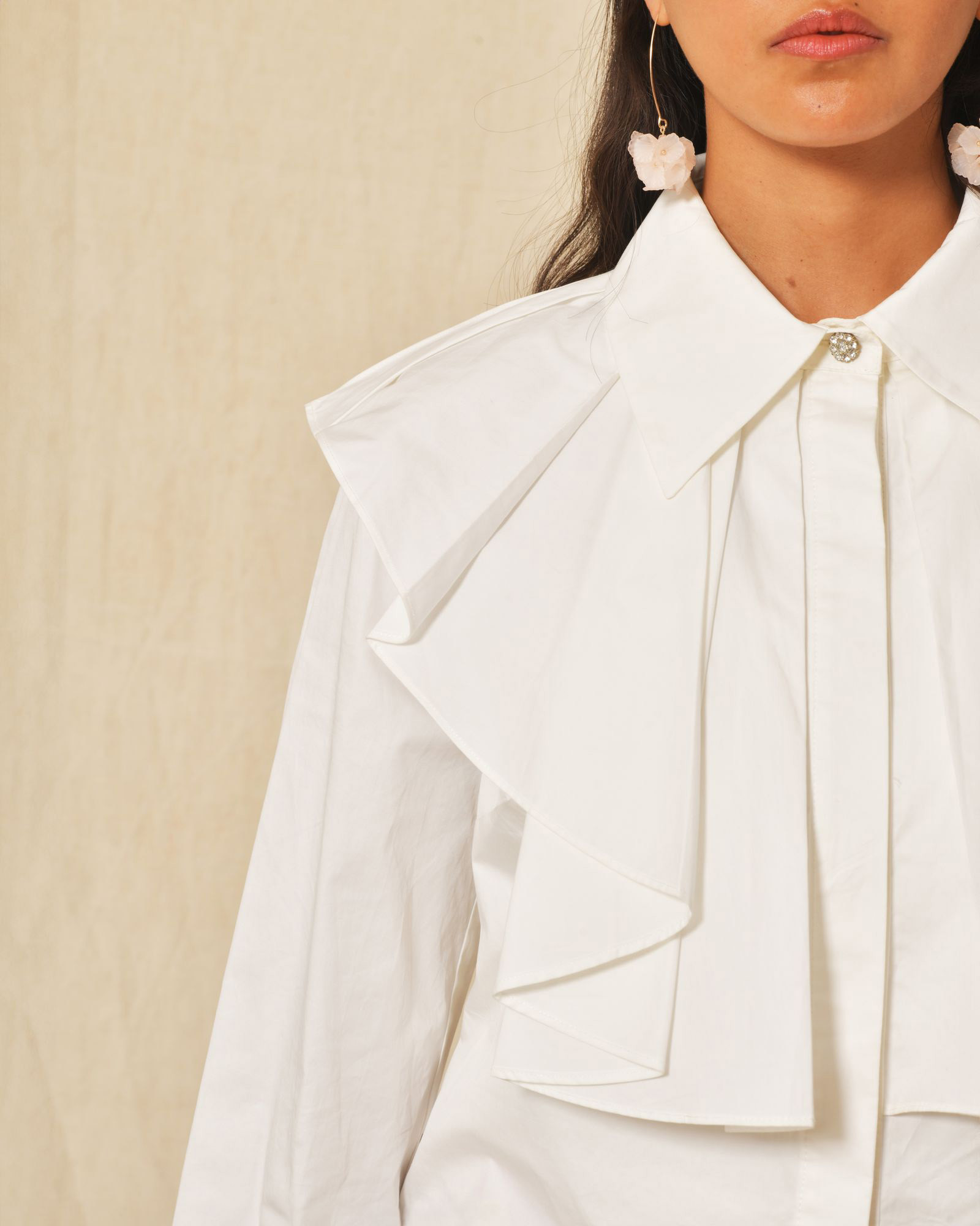 Chemisier à col plastron blanc Edward Achour