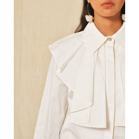 Chemisier à col plastron blanc Edward Achour