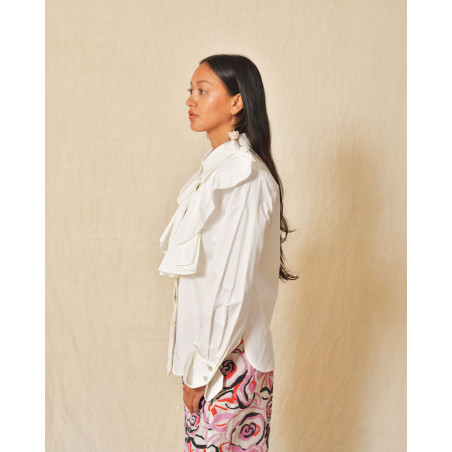 Chemisier à col plastron blanc Edward Achour