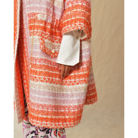 Manteau à rayures multicolores en tweed Edward Achour