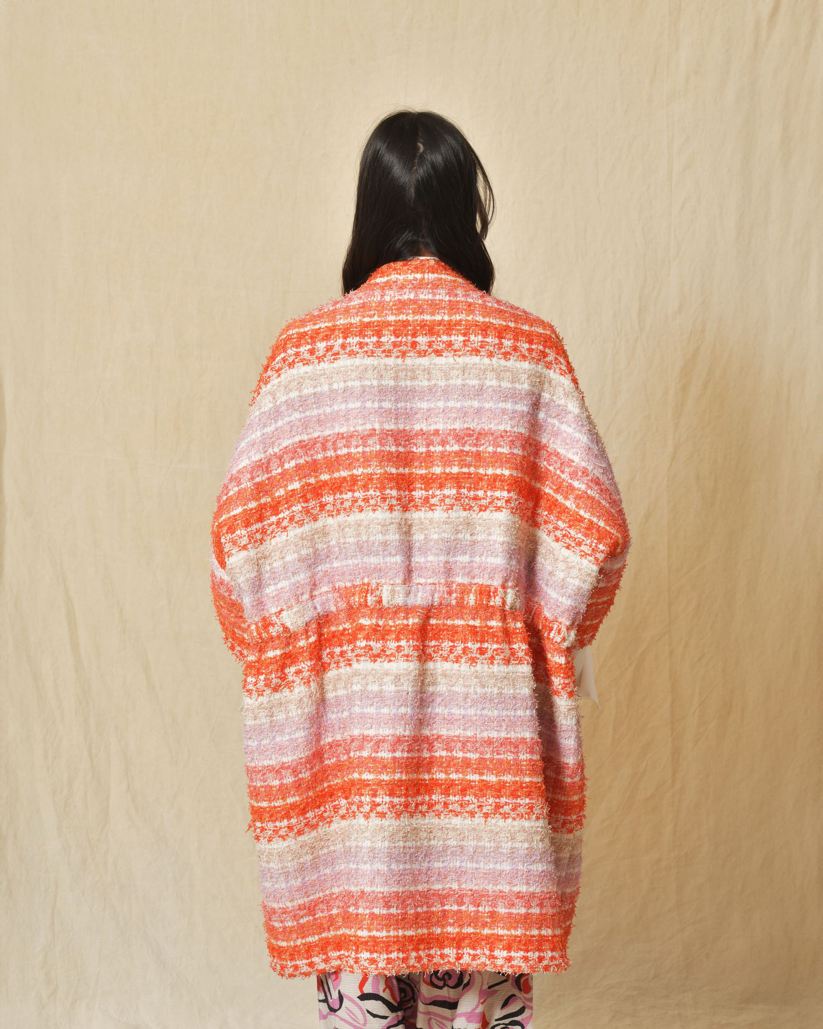 Manteau à rayures multicolores en tweed Edward Achour