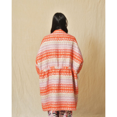 Manteau à rayures multicolores en tweed Edward Achour