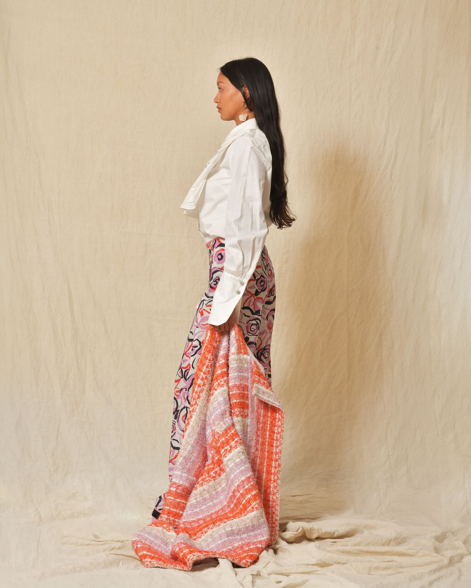 Manteau à rayures multicolores en tweed Edward Achour