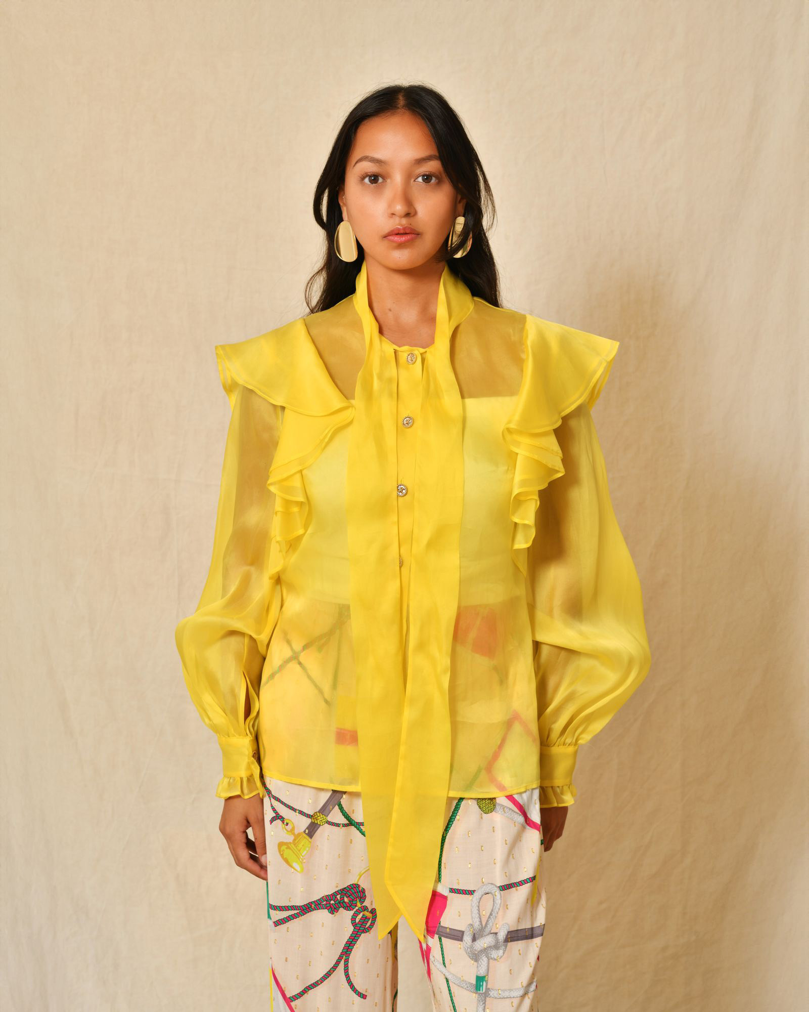 Chemisier en organza col lavallière Edward Achour