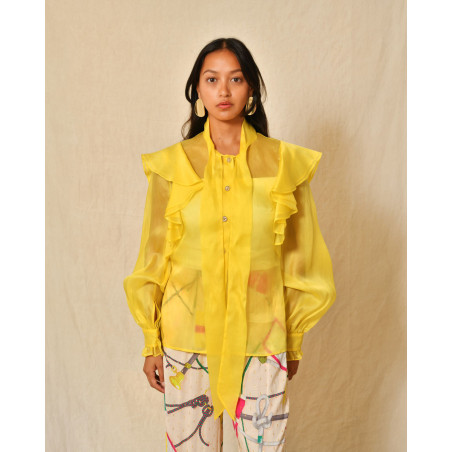 Chemisier en organza col lavallière Edward Achour