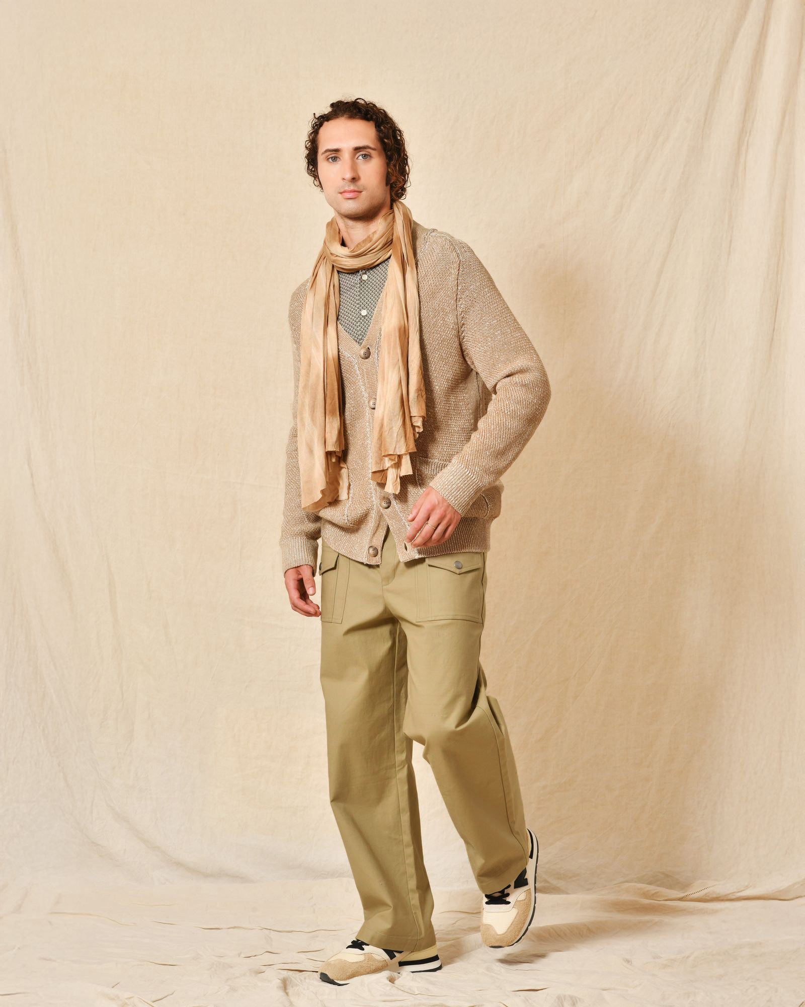 Cardigan en maille beige chiné Dondup