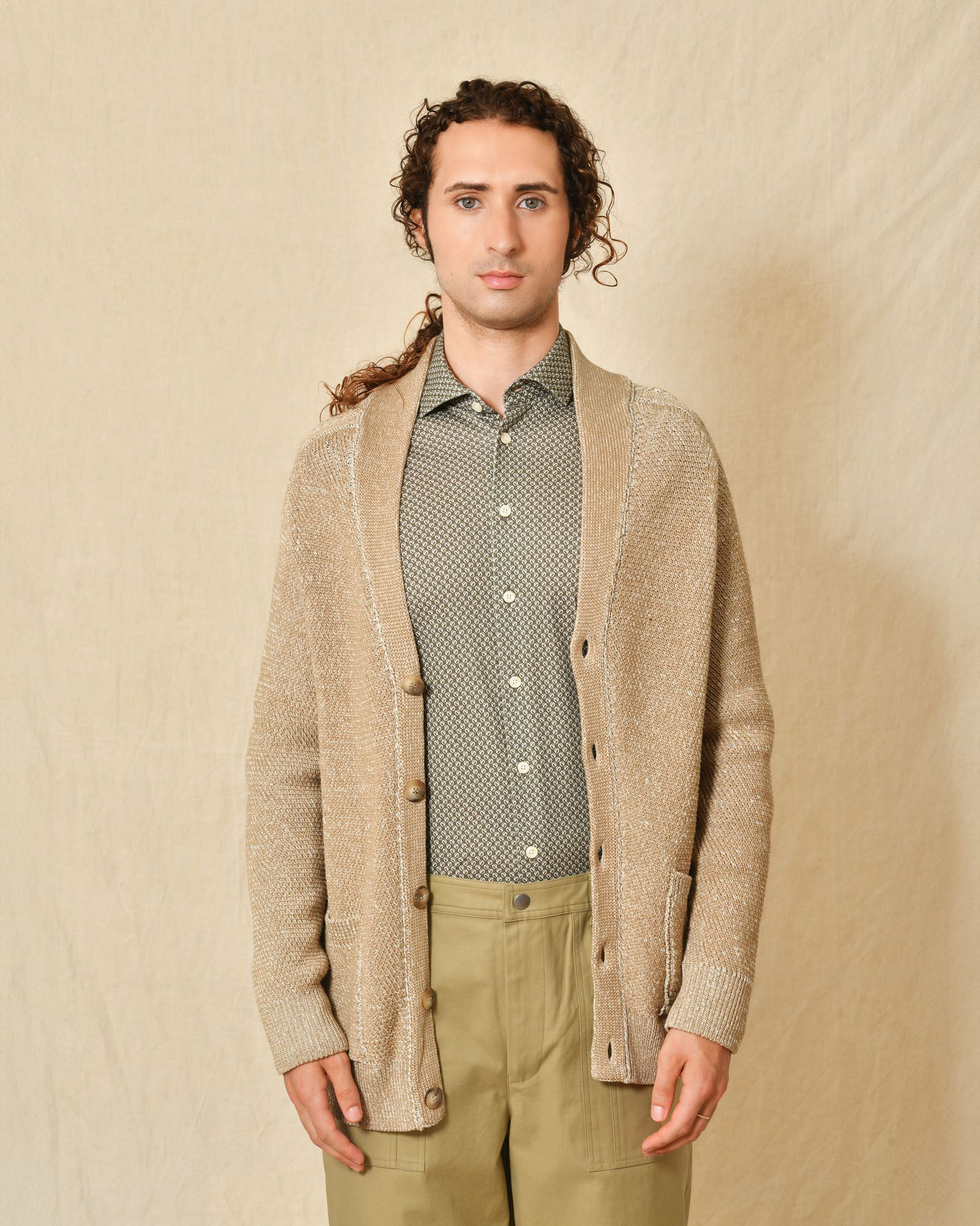 Cardigan en maille beige chiné Dondup
