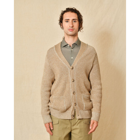 Cardigan en maille beige chiné Dondup