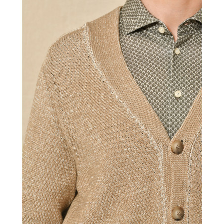 Cardigan en maille beige chiné Dondup