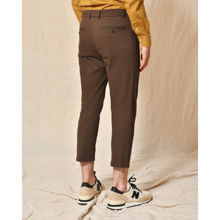 Pantalon carotte en coton marron Low Brand