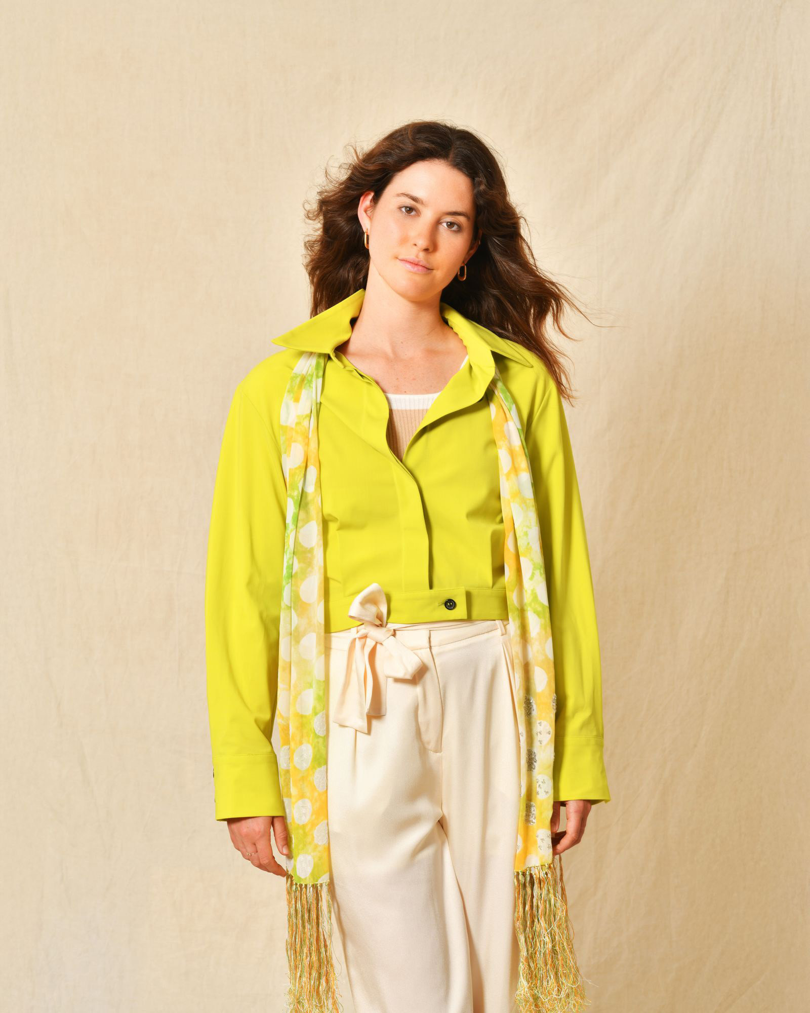 Foulard en soie tie & dye à franges Claudio Cutuli