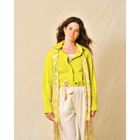 Foulard en soie tie & dye à franges Claudio Cutuli