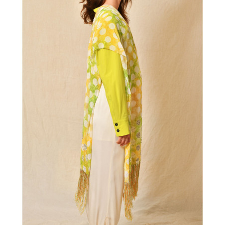 Foulard en soie tie & dye à franges Claudio Cutuli