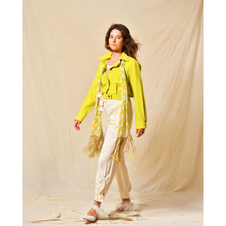 Foulard en soie tie & dye à franges Claudio Cutuli