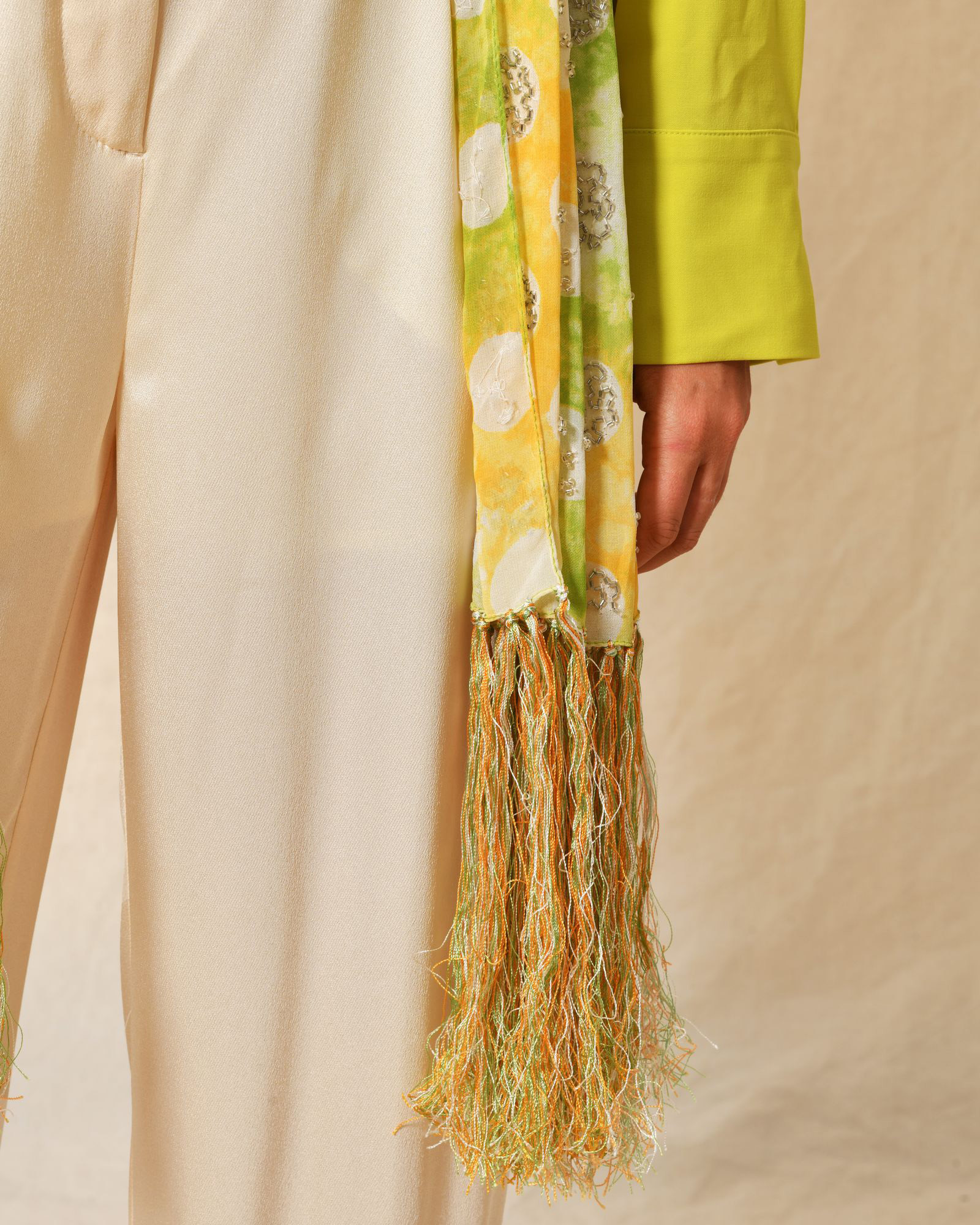 Foulard en soie tie & dye à franges Claudio Cutuli