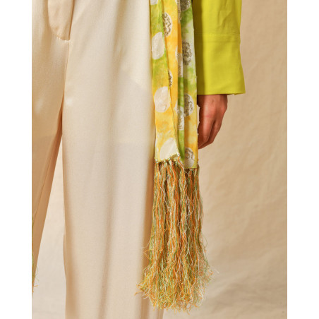 Foulard en soie tie & dye à franges Claudio Cutuli