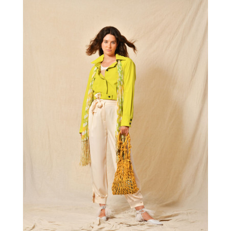 Sac porté épaule macramé tressé orange Falorni