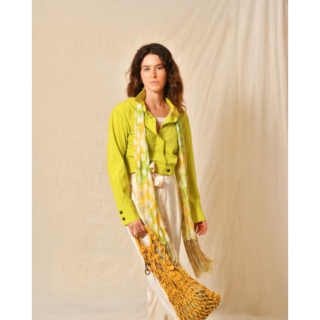 Sac porté épaule macramé tressé orange Falorni