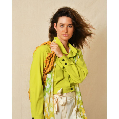 Sac porté épaule macramé tressé orange Falorni