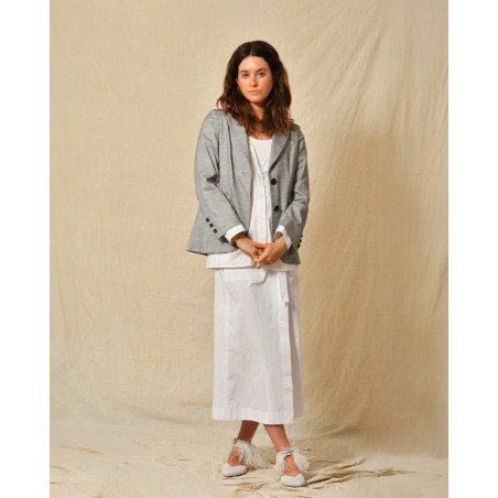 Débardeur bi-matière blanc Lorena Antoniazzi