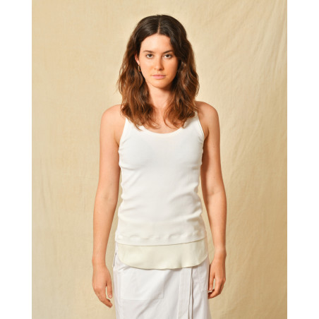 Débardeur bi-matière blanc Lorena Antoniazzi