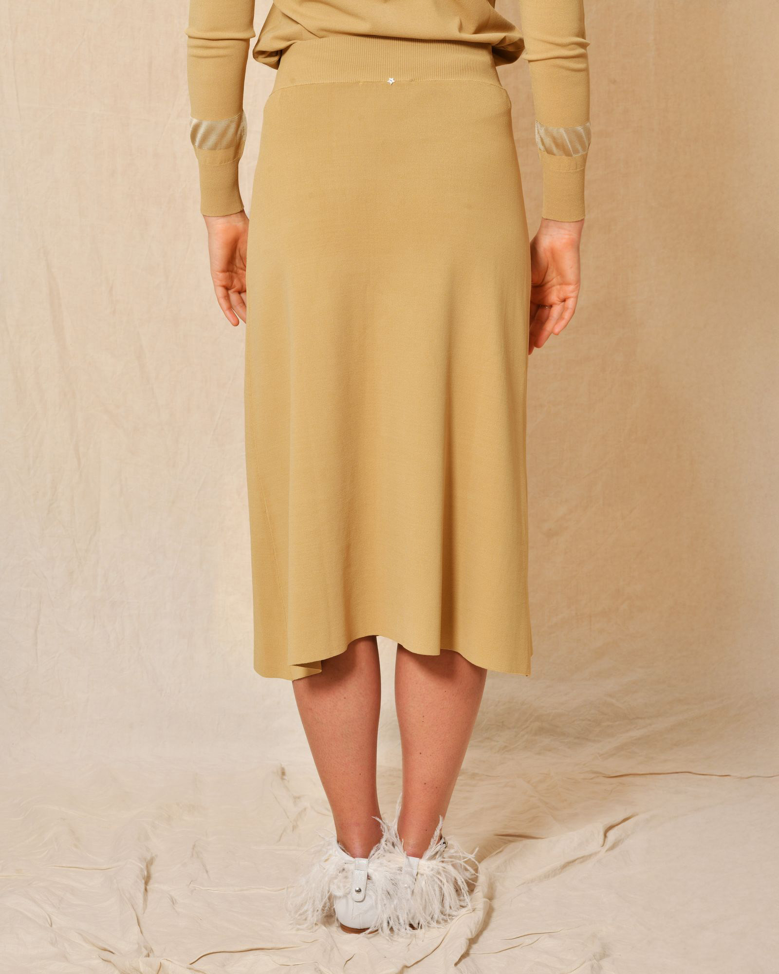 Jupe midi en jersey beige Lorena Antoniazzi