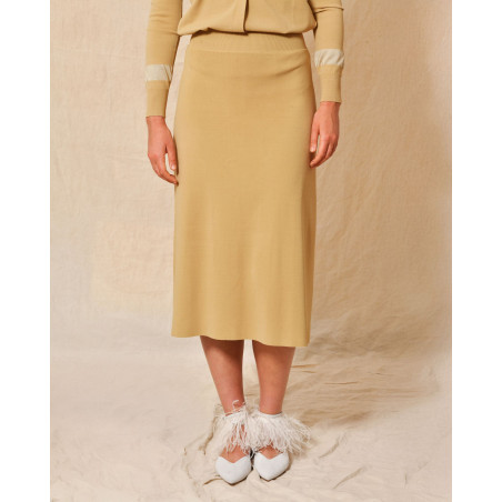 Jupe midi en jersey beige Lorena Antoniazzi